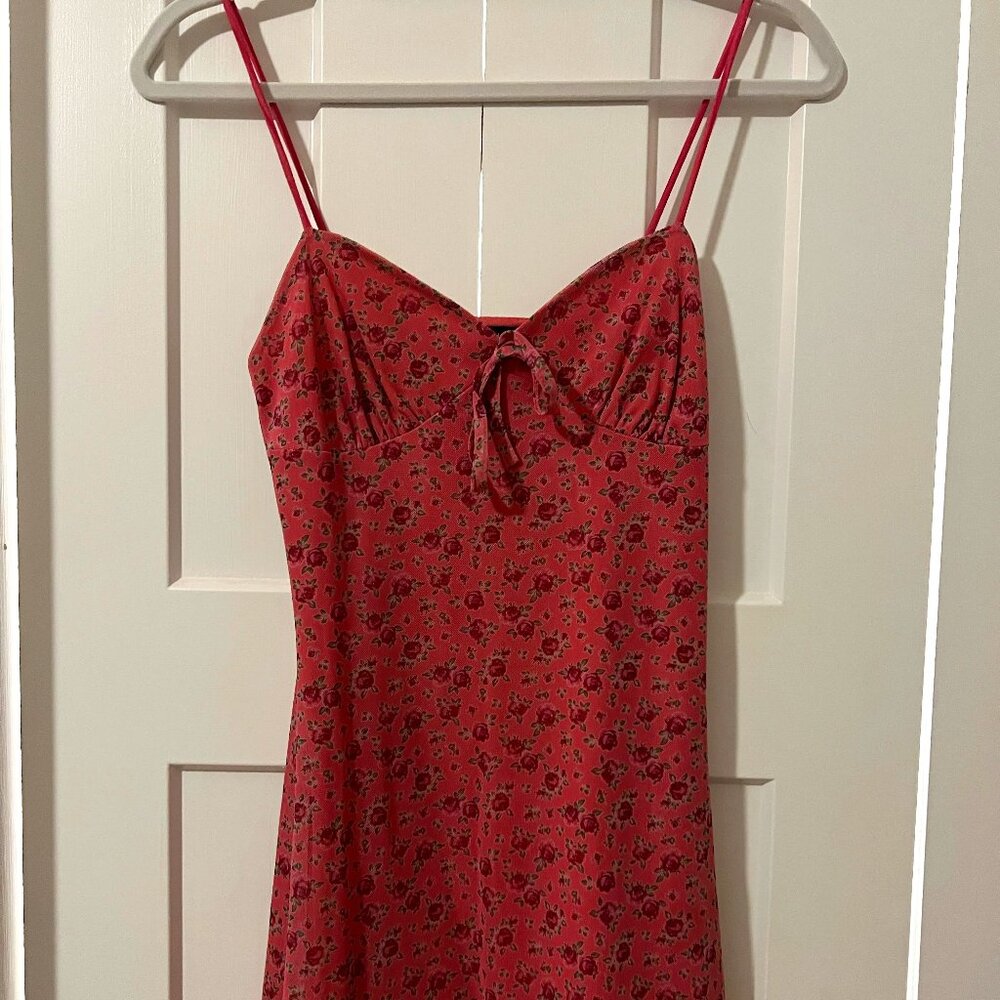 Pink mesh floral dress